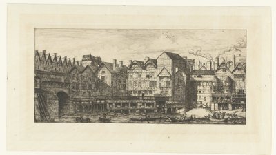 Fachadas traseiras de casas com peleiros no Sena perto de Pont-au-Change em Paris
Parte de Paris no final do século XVII
Partie de la cité vers la Fin du XVIIe siècle de Charles Meryon