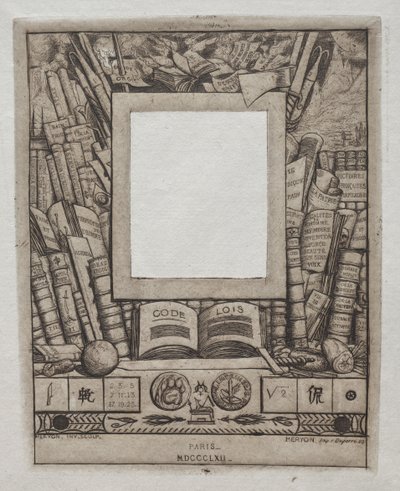 Design para uma moldura para o retrato de Armand Guéraud, 1862. de Charles Meryon