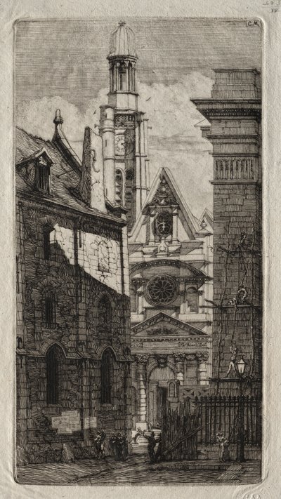 Gravuras de Paris: Igreja de Santo Estêvão do Monte de Charles Meryon