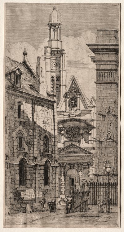 Gravuras de Paris: Igreja de Santo Estêvão do Monte de Charles Meryon