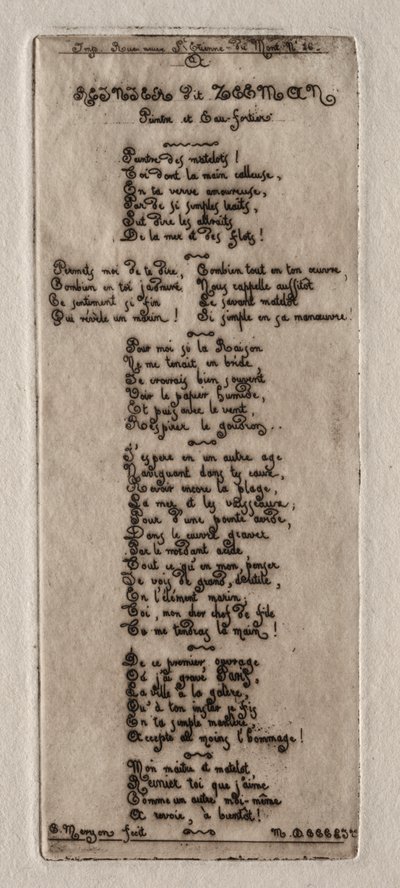 Etchings of Paris: Dedicação a Reynier Nooms, chamado Zeeman de Charles Meryon