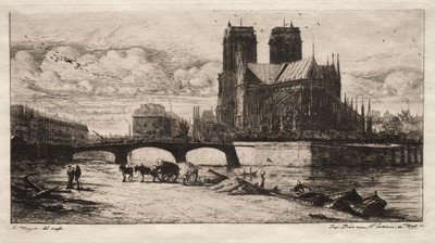 Água-forte de Paris: A Apsis da Catedral de Notre Dame de Charles Meryon
