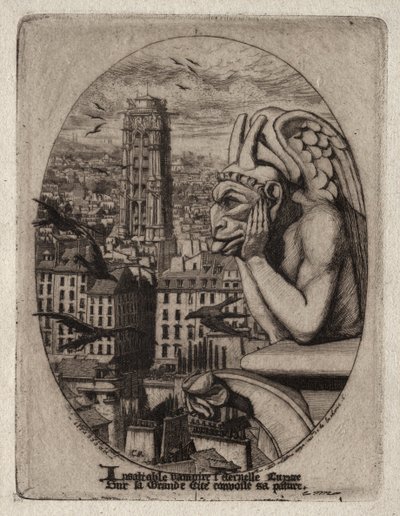 Água-forte de Paris: A Gárgula de Charles Meryon