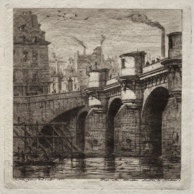 Água-forte de Paris: A Nova Ponte de Charles Meryon