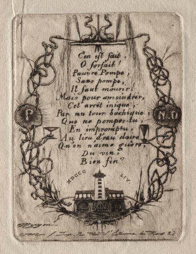 Gravuras de Paris: The Notre Dame Pump, Small Plate, 1854. de Charles Meryon