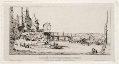 Passarela Substituindo temporariamente a ponte Exchange, Paris, após o incêndio de 1621, 1860. de Charles Meryon