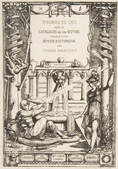 Frontispício para o Catálogo da obra de Thomas De Leu, 1866. de Charles Meryon