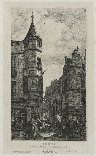 Casa com uma torre, nº 22, rue de LeCole de Médecine, Paris, chamada Torre de Marat, 1861. de Charles Meryon