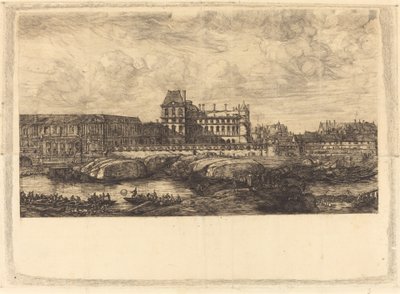 O antigo Louvre de uma pintura de Zeeman, 1651 (O Antigo Louvre, de uma pintura de Zeeman, l651) de Charles Meryon