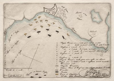 Mapa da Batalha de Sinope, 1853. de Charles Meryon
