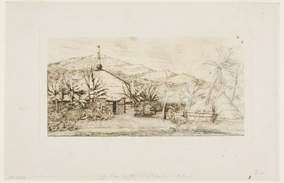Nova Caledônia: grande cabana nativa na estrada de Balade a Puépo, 1845 de Charles Meryon