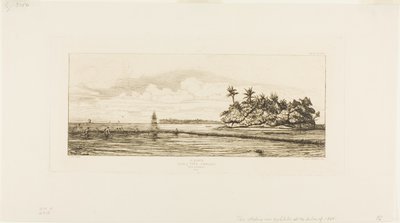 Oceania: Pesca, Perto de Ilhas com Palmeiras no Grupo Uea ou Wallis, 1845 de Charles Meryon