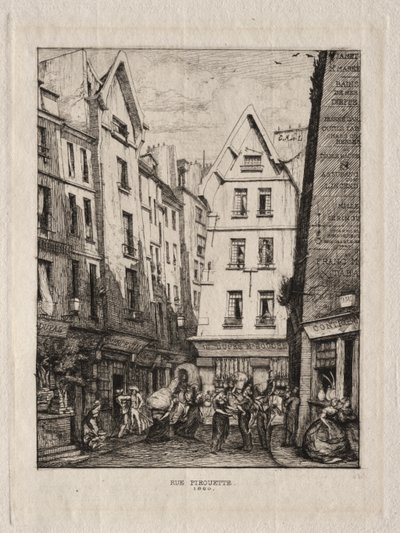 Rua Pirouette, perto dos Mercados, Paris de Charles Meryon