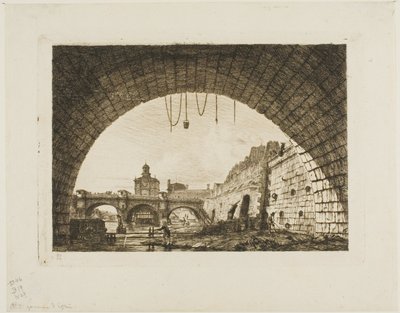 Pont-Neuf e a Samaritaine vistos sob o primeiro arco do Pont-au-Change, Paris de Charles Meryon