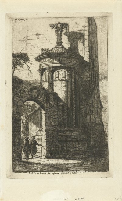 Portão na entrada do Mosteiro dos Capuchinhos Franceses em Atenas Entrée du convento des Capucins Francais a Athenes (título no objeto) de Charles Meryon