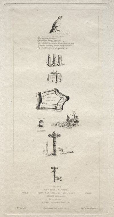 Rebus: Beranger não era realmente forte, porque ele nunca teve a chave para os campos, 1863. de Charles Meryon