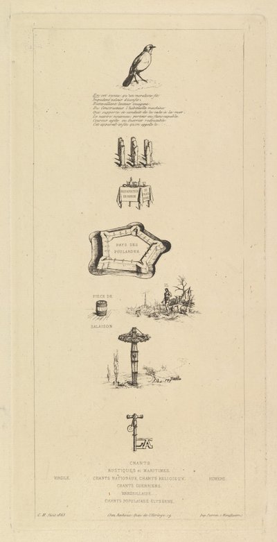Rebus: Béranger não era muito forte, pois nunca teve a chave dos campos em 1863. de Charles Meryon
