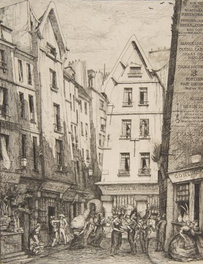 Rue Pirouette em Les Halles Rue Pirouette em Les Halles, Paris, depois de Laurence, 1860. de Charles Meryon
