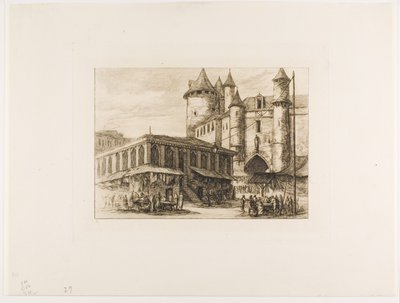 O Grand Châtelet, Paris, c. 1780, após um desenho anterior de Charles Meryon