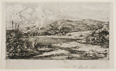A pequena colônia francesa em Akaroa, 1845 de Charles Meryon