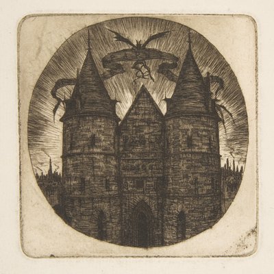 O antigo portão do Palais de Justice, Paris, frontispício para «Águas-fortes de Paris» de Charles Meryon