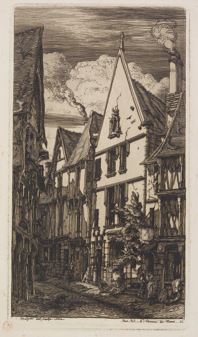 Vista ao longo da Rue des Toiles, Bourges de Charles Meryon