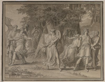 Telêmaco, Instado pelo Mentor, Saindo da Ilha de Calypso, 1800. de Charles Meynier