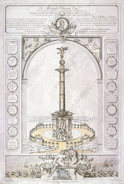 Design para um monumento ao Almirante Lord Nelson em forma de coluna, 1806 de Charles Middleton