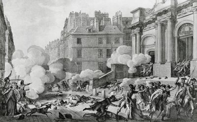 Napoleão Bonaparte (1769-1821) que rechaça a revolta Royalist em frente de Eglise Saint-Roch em Paris de Charles Monnet