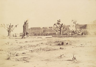 Paisagem árida com uma fortaleza não identificada, Delhi de Charles Moravia