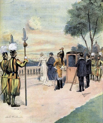 Papa Leão XIII nos Jardins do Vaticano em 1893 desenho do Sr. CH Morel de Charles Morel
