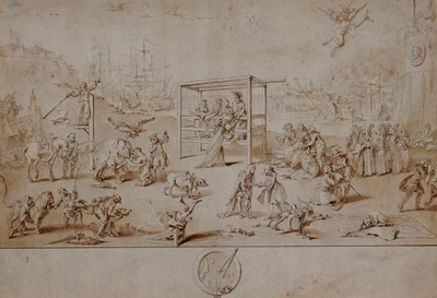 A raça europeia: uma caricatura alegórica sobre o estado da Europa política em 1738-9, de Charles Mosley