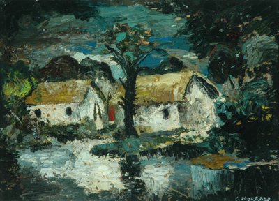 Casa de campo com riacho (óleo sobre cartão) de Charles Murray