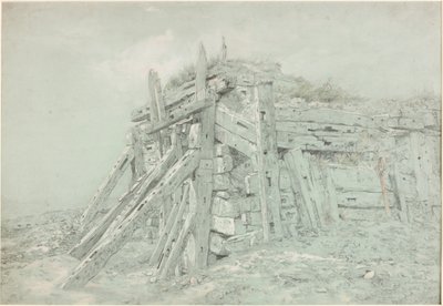 Um estudo para "sob o quebra-mar" (bodycolour) de Charles Napier Hemy