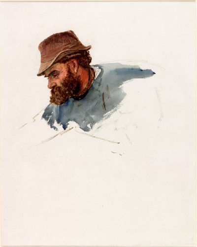 Chefe de um pescador (bodycolour e aquarela sobre papel) de Charles Napier Hemy