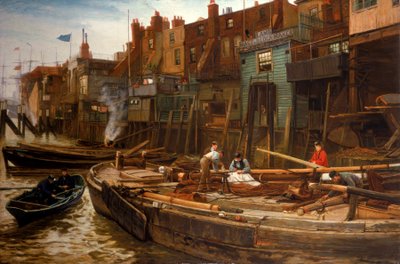Rio de Londres - The Limehouse Barge-Builders, 1877 de Charles Napier Hemy