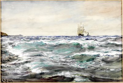 Água áspera no bar (aquarela e bodycolour no papel) de Charles Napier Hemy
