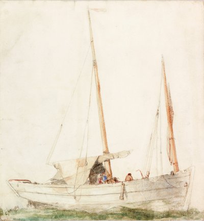 Barco à Vela (lápis e aguarela sobre papel) de Charles Napier Hemy