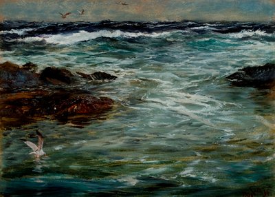 Estudo do Mar em Portscatho, Cornwall, 1901 de Charles Napier Hemy