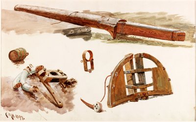 Estudos de Acessórios para Barcos (bc e wc no papel) de Charles Napier Hemy