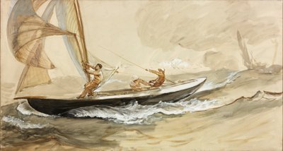 Estudo de um iate de corrida (bodycolour e aquarela sobre papel) de Charles Napier Hemy