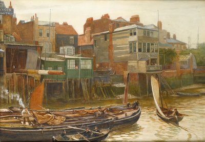 O Tâmisa em Cold Harbour, Blackwall, 1896 (wc no papel) de Charles Napier Hemy