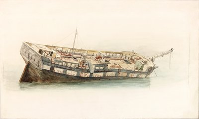 Naufrágio de um homem de guerra (bodycolour) de Charles Napier Hemy