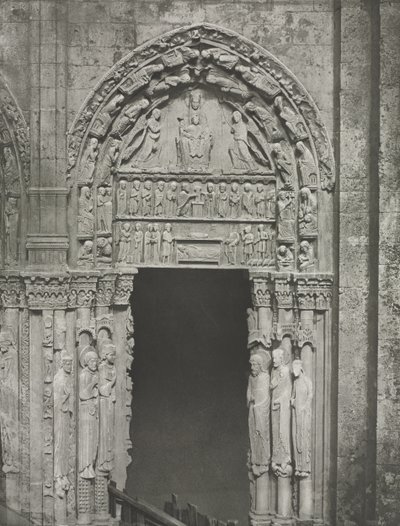 Catedral de Chartres: Porta direita do Portal Real com Nossa Senhora de Chartres de Charles Nègre