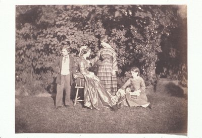 Mãe e quatro crianças num jardim de Charles Nègre