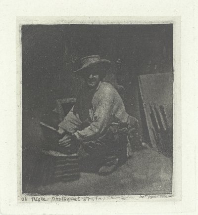 Kneeling Mason, fevereiro-março de 1854, impresso em 1982. de Charles Nègre
