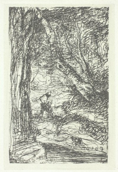 Le bucheron, possivelmente 1857, impresso em 1982. de Charles Nègre