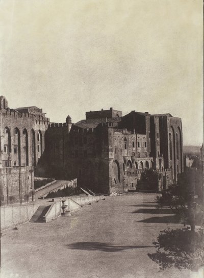 Palácio do Papa, Avignon, c. 1851, impresso em 1970. de Charles Nègre