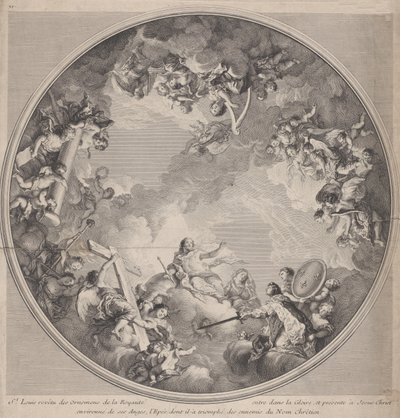 São Luís apresentando sua espada a Cristo, após um projeto de teto, 1755-90. de Charles Nicolas Cochin