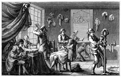 A barbearia Boutique, 1885. de Charles Nicolas Cochin